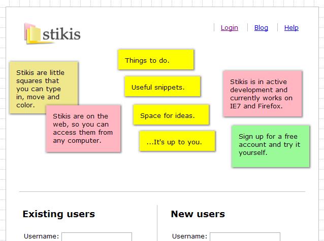 Screenshot of new stikis landing page.