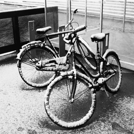 Snowy Bicycles at Alsion