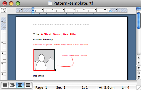 Design pattern template in rtf format.